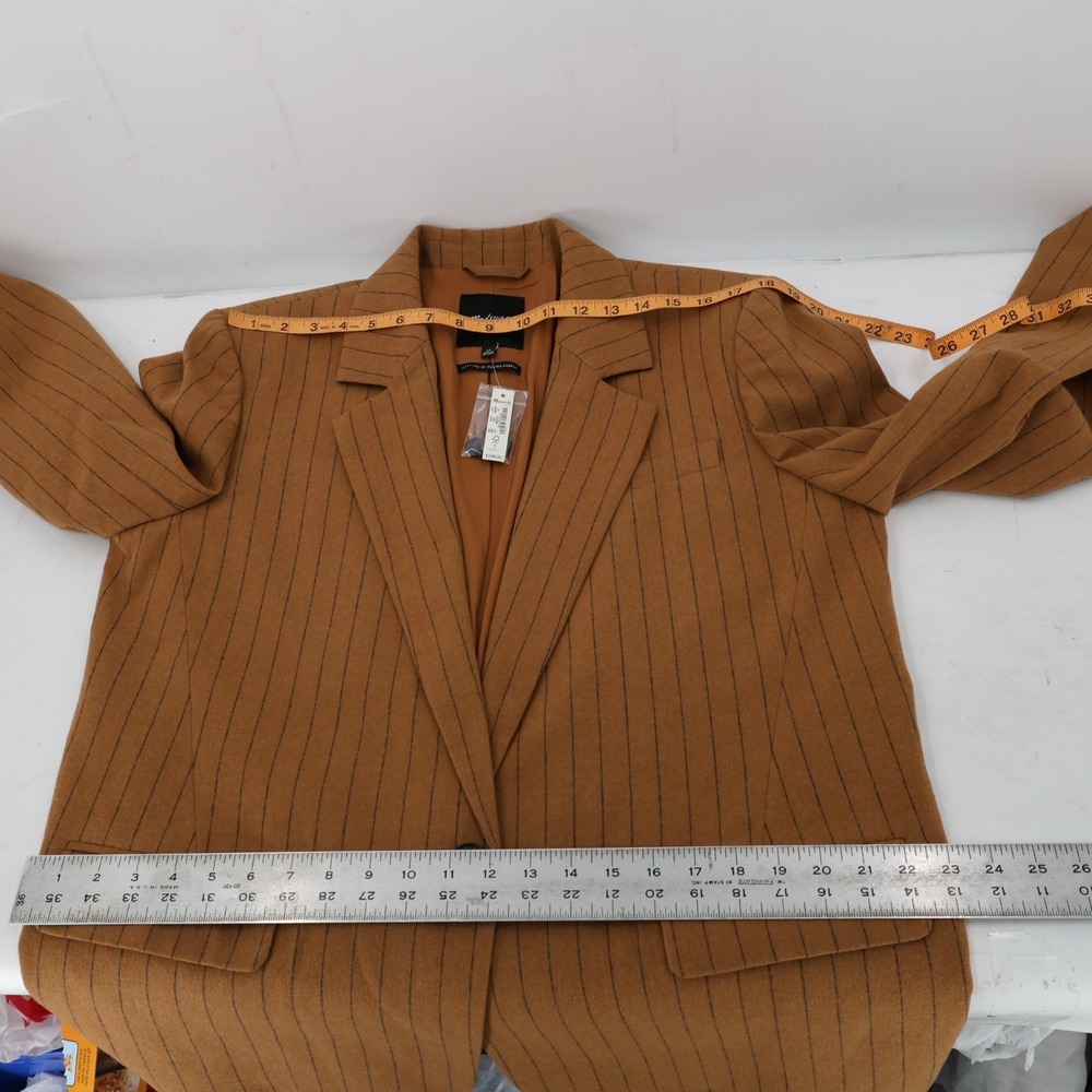 NWT Madewell Blazer Women's 12 Stripe Oversized Brown Pinstripe Notch Lapel wool - Picture 11 of 14
